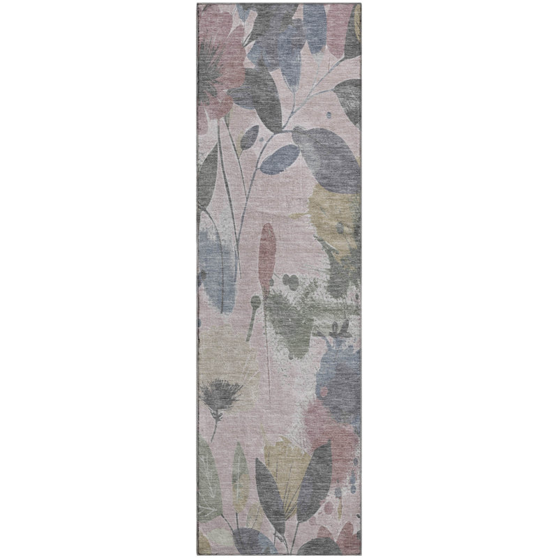 Premium Machine Washable Floyd AMF1549 Floral Rug, Runner 2'3" x 7'6"