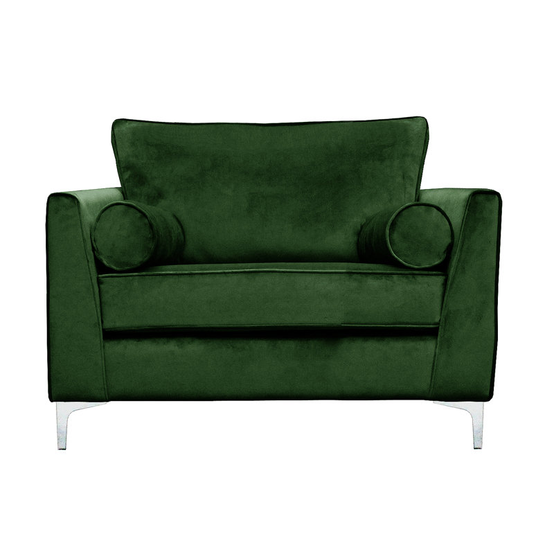 Giancarlo 2 Seater Velvet Loveseat, Emerald Green