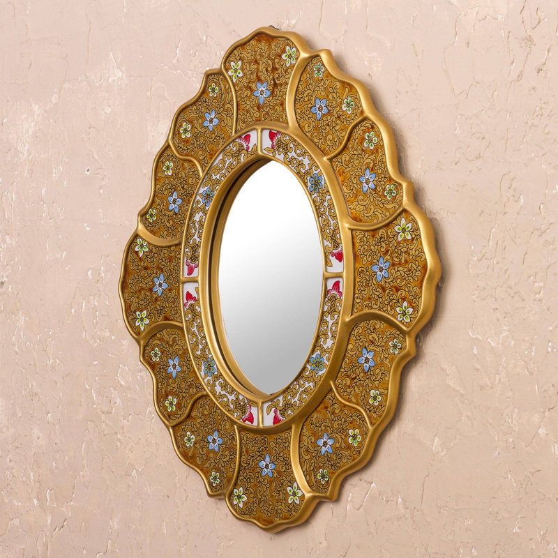 Miroir mural en verre à peinture inversée floral Pardue
