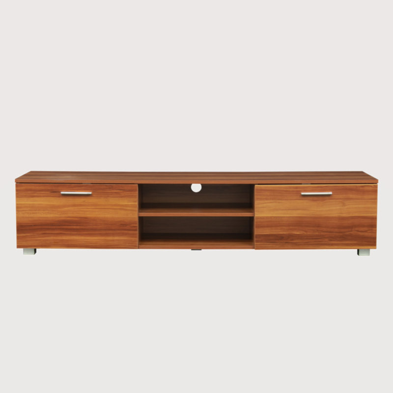 Meuble télé Jacent pour téléviseur de 70 po ou moins, console multimédia avec 2 armoires de rangement et tablettes ouvertes