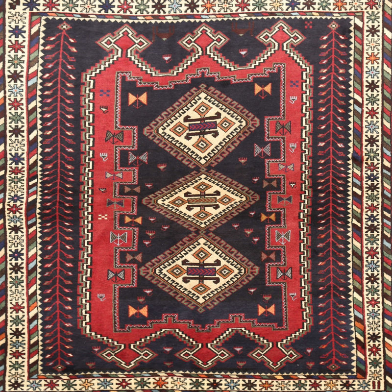 Tapis rouge à motif sud-ouest, Carré 6 pi