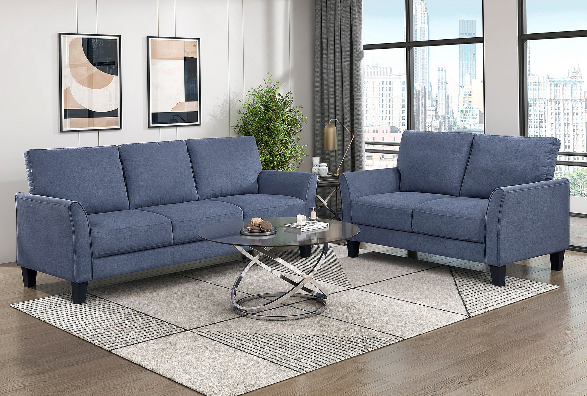 Red Barrel Studio® Sofa Set 2pc Upholstered Sofa Loveseat Plush Seat ...