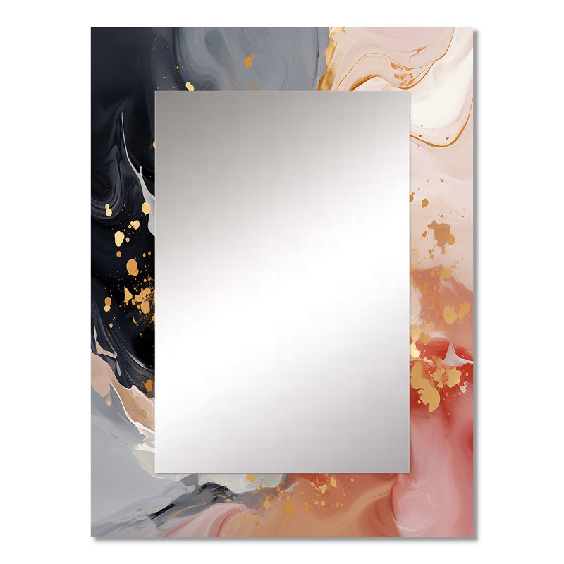 Rose harmonie or rose liquide - formes abstraites miroir, miroir mural doré, impression sur métal, 32 po x 24 po