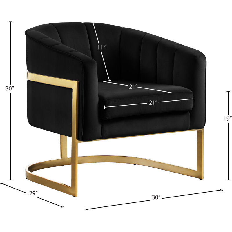 Carter Velvet Barrel Chair, Black Velvet