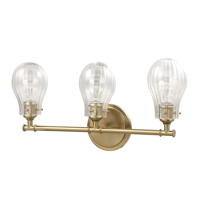 Antique Brass 3-Light Vanity Fixture with Clear Glass Shades