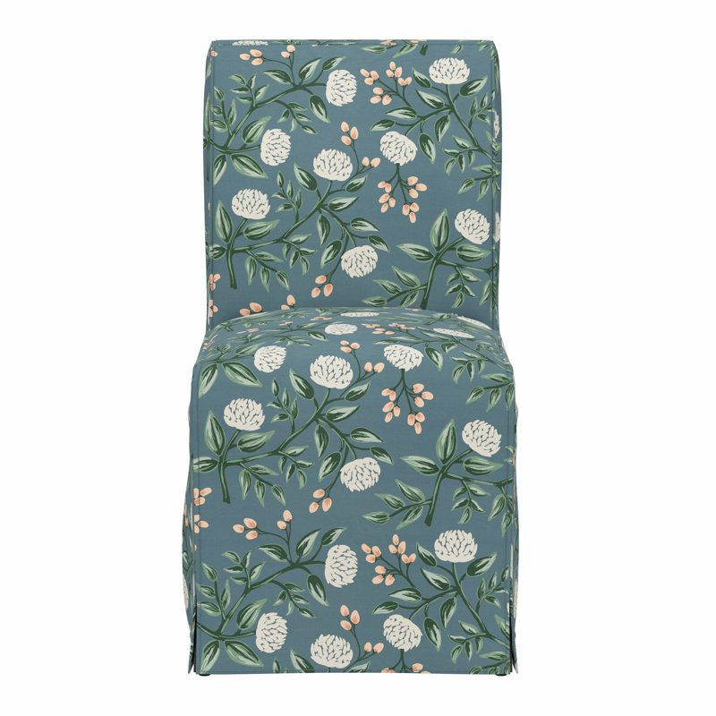 Frances Slipcover Dining Chair, Rpc Peonies Emerald Linen