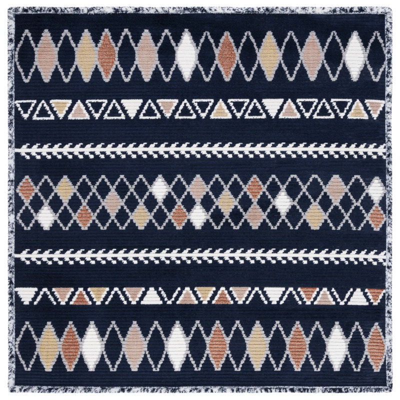 Khiala Performance Geometric Rug, Square 6'7"