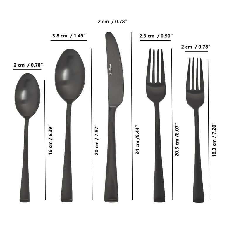 Ensemble de couverts en acier inoxydable Venice, service pour 4, Noir