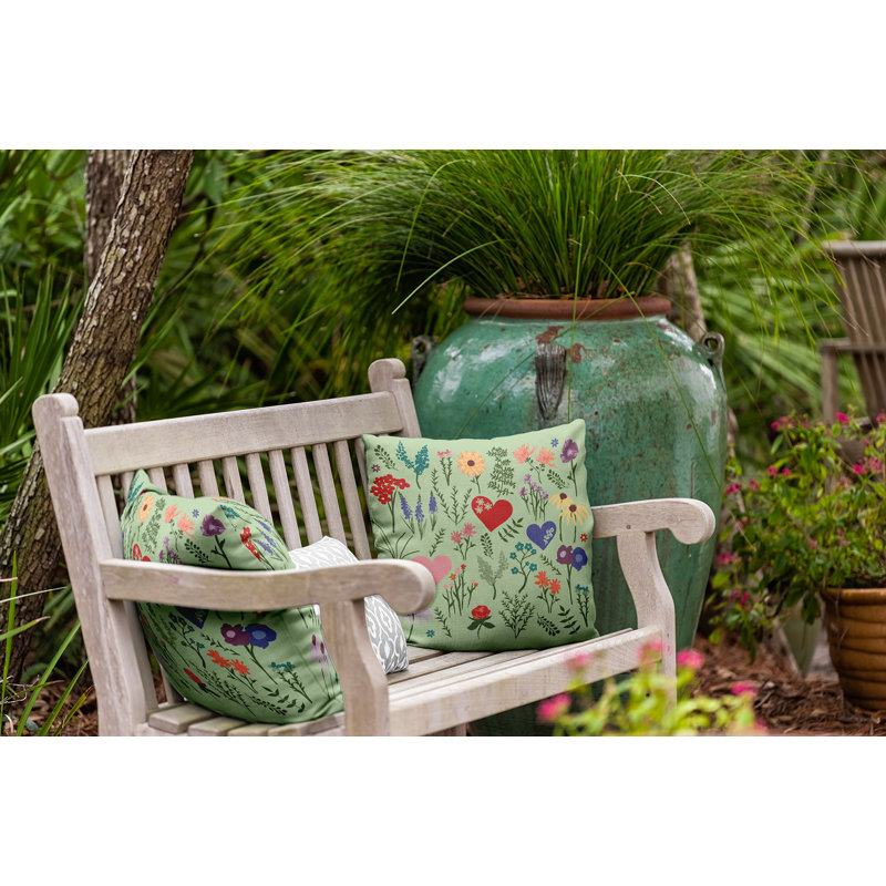 Coussin intérieur / extérieur Valentine Garden, Vert clair, 20 po x 20 po