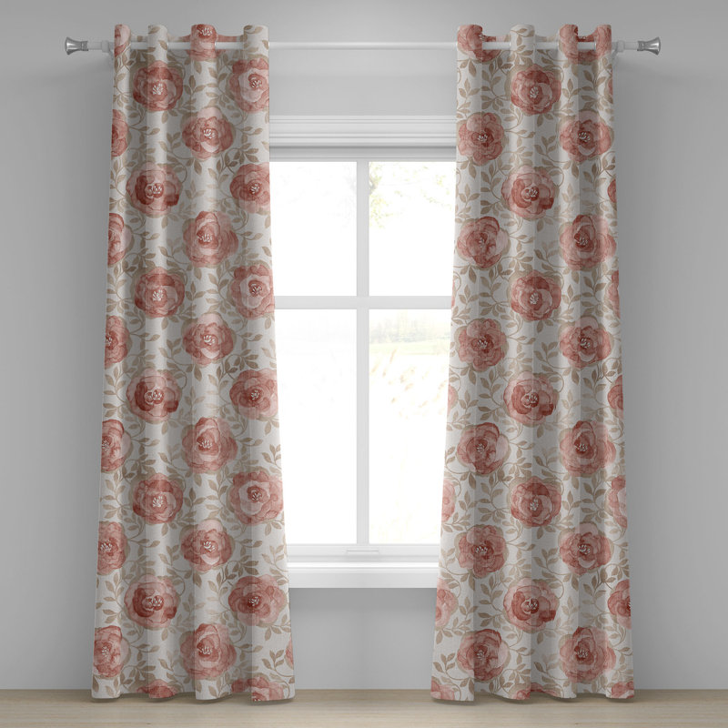 Rideau à œillets roses rouges 50 po x 96 po Red Barrel Studio®, L 50 po x L 108 po