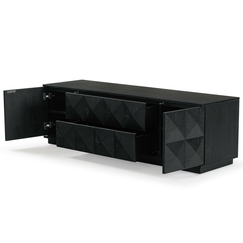 Patty 4 Door Wood Media Stand, Black