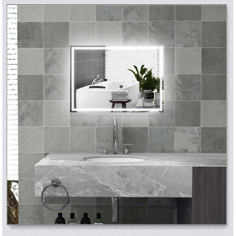 Miroir de salle de bain à intensité variable avec lumières DEL, 3 couleurs et fonction mémoire