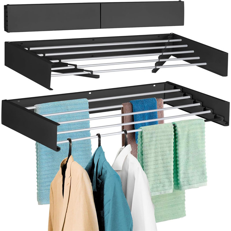 Collapsible Wall Mounted Drying Rack - 40" Wide, 60 Lb Capacity