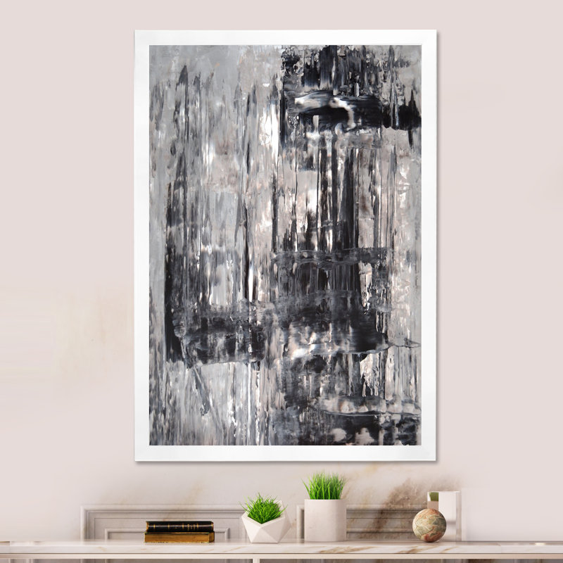 Art moderne gris et bleu II 2FDP47743, H 32 po x l 16 po x P 1 po, Cadre blanc