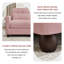 Canapé d'angle en chenille rose de 250 cm (98 po), pouf, coussin à volants et accoudoirs arrondis-1870905134