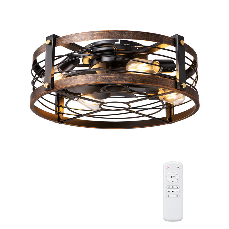 Ventilateur de plafond en cage de 21 po avec ensemble d'éclairage et télécommande