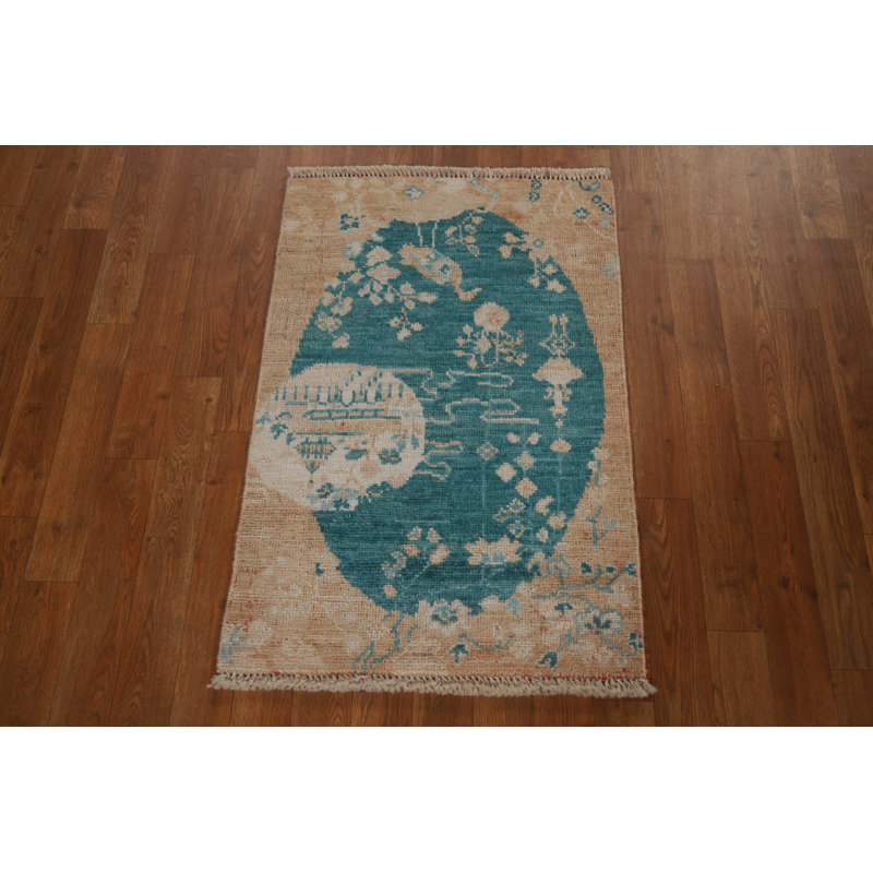 Tapis unique en laine noué à la main de style nouvel âge rectangulaire 1 pi 11 po x 2 pi 11 po Samauri