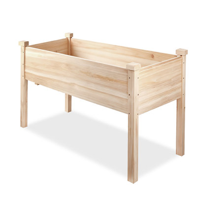Outdoor Solid Wood Elevated Garden Bed Planter with Drainage Holes