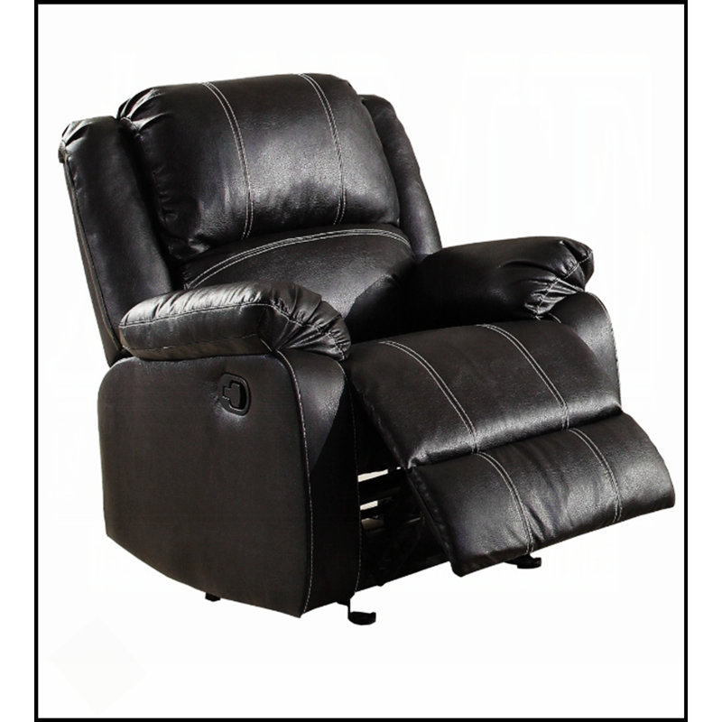 Fauteuil inclinable en cuir synthétique noir Zuriel avec accoudoirs inclinables et moelleux pour un confort ultime