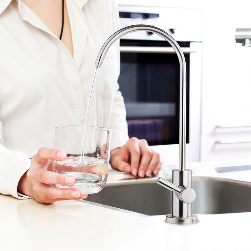 Robinet de cuisine iSpring GA1-SS en acier inoxydable à osmose inverse à osmose inverse, sans plomb, avec finition en acier inoxydable