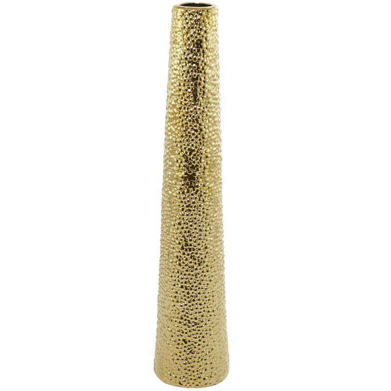 Akerra Ceramic Tall Decorative Vase with Bubble Texture, 39" H x 8" W x 8" D, Gold