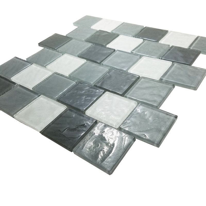 Carreau de mosaïque pour mur et piscine en verre texturé à bords droits de 2 po x 2 po Geo