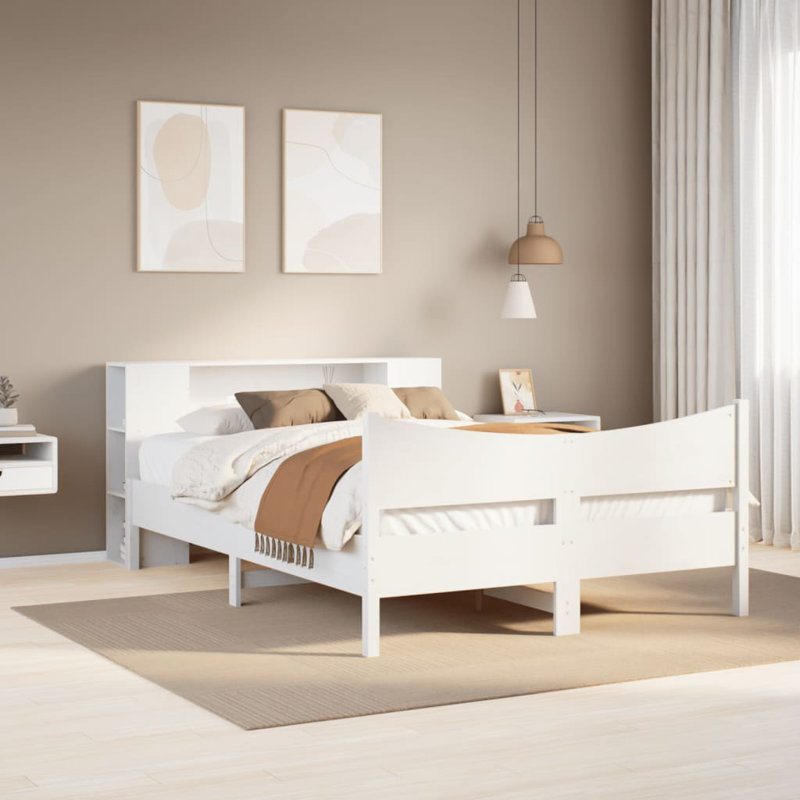 Nahunta Solid Wood Bed, 160cm W x 200cm L, White