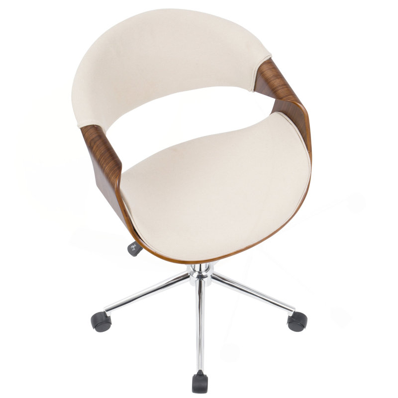 Chaise de bureau en noyer et crème