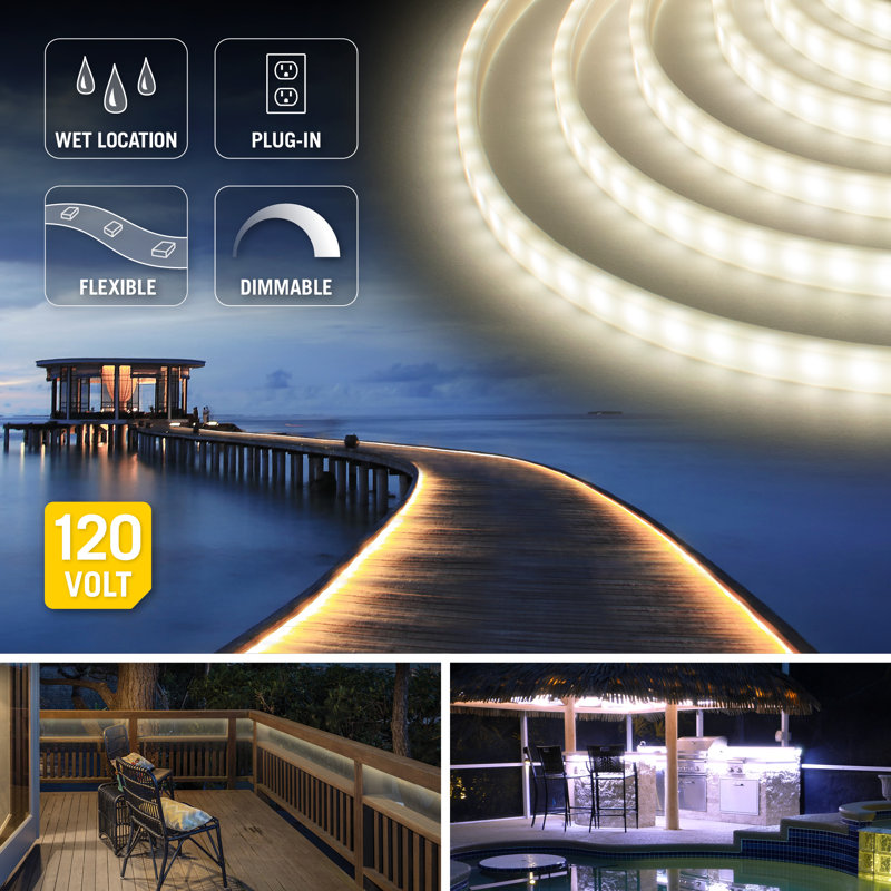 16.4 ft Warm White Outdoor LED Strip Light Kit