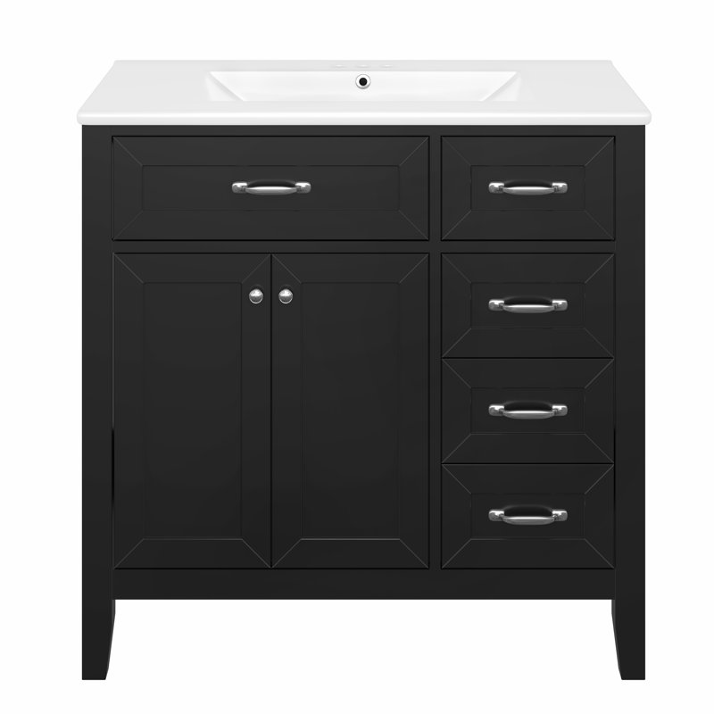 Meuble-lavabo 36 po avec lavabo, Noir