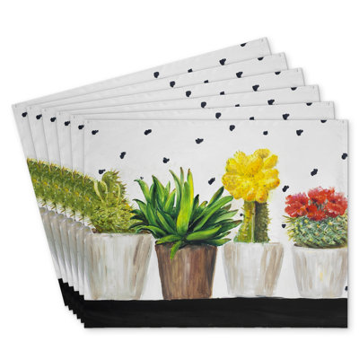 Small Cactus & Succulents Polyester Orlane Set of 6 Decor