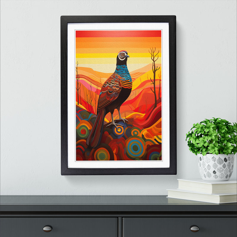 Partridge Colour Field - Single Picture Frame Print on Wood, Black Framed, 34cm H x 25cm W x 2" D