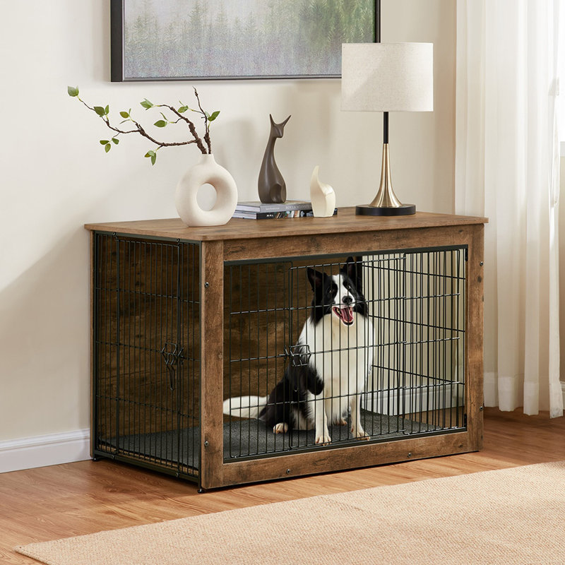 Furniture Style Dog Crate With Mat, Medium (26.7" H x 25.8" W x 39" D)