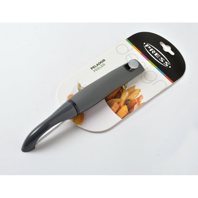Press Vegetable Peeler, Innovative Design with Ergonomic Safety and Control Handle, for Vegetables and Fruits, Stainless Steel Blade. Design Line. Pre