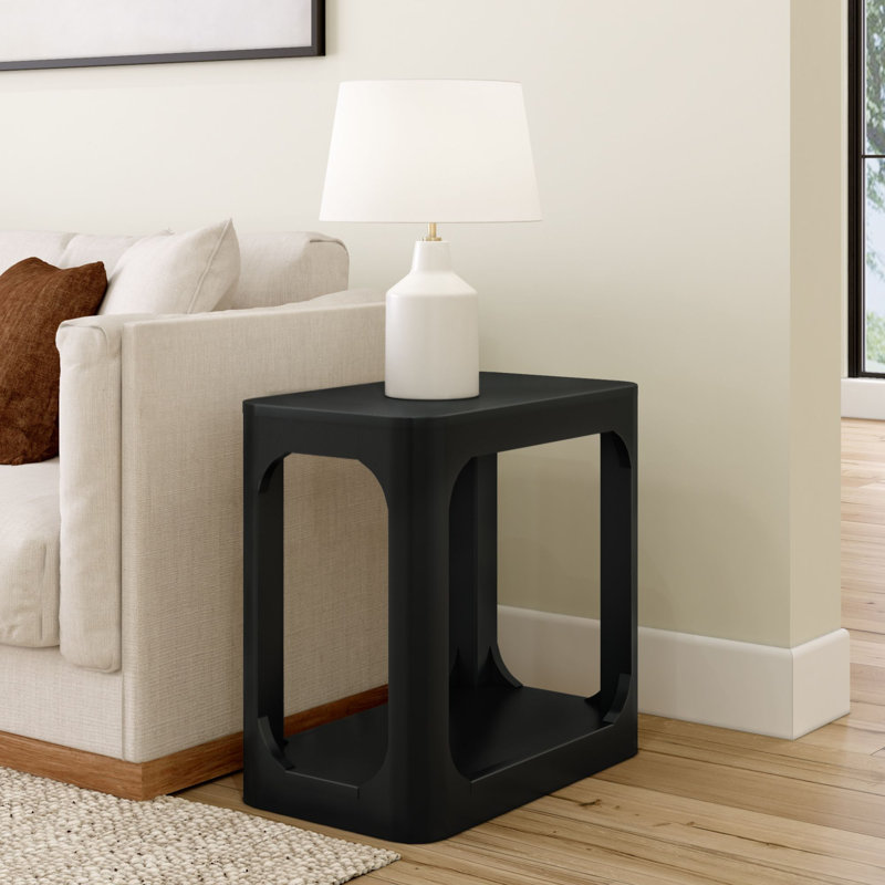 Zulai Solid Wood End Table, Black