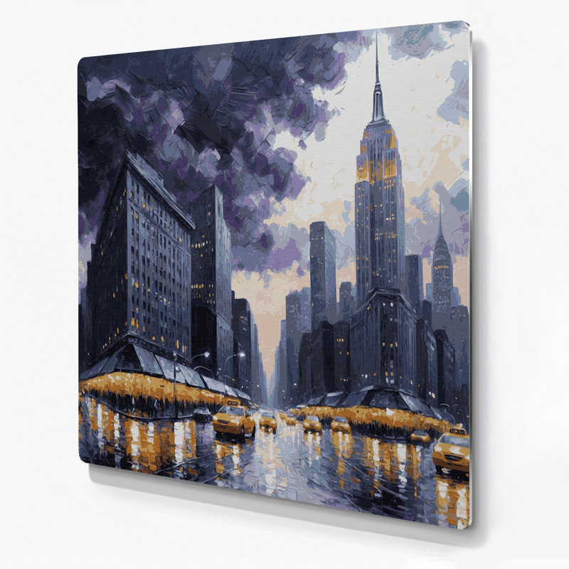Art mural mauve en cités, villes, New York, H 12 po x l 12 po