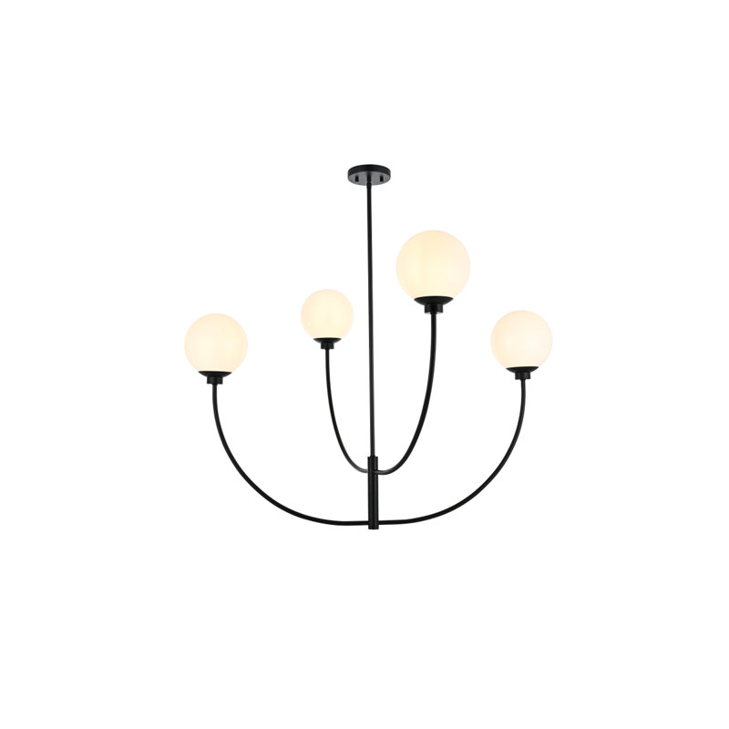 Kyle 4-Light Chandelier, Black, 29.5" H x 42" W x 42" D