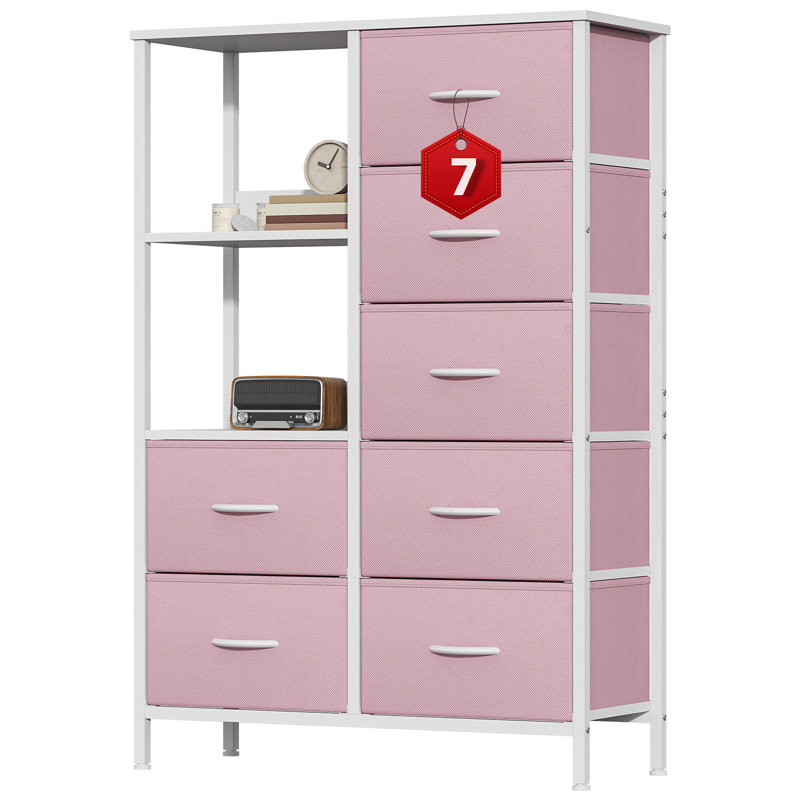30 cm W Chest of 7 Drawers, Pink