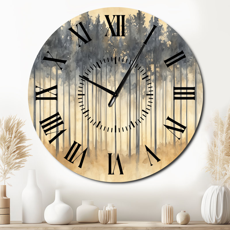 Voile Forêt Bleu Sable - Horloge Murale Rustique Surdimensionnée en Métal Crème Rustique, Surdimensionné