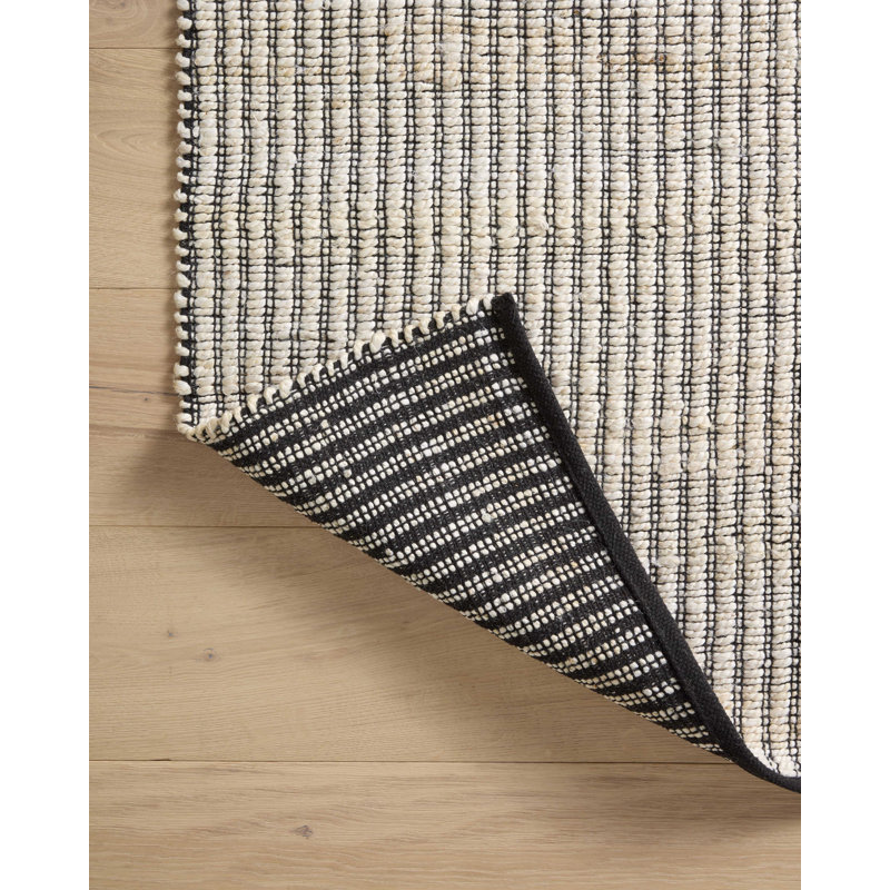 Handmade Black and Ivory Cotton Stripe Runner Rug