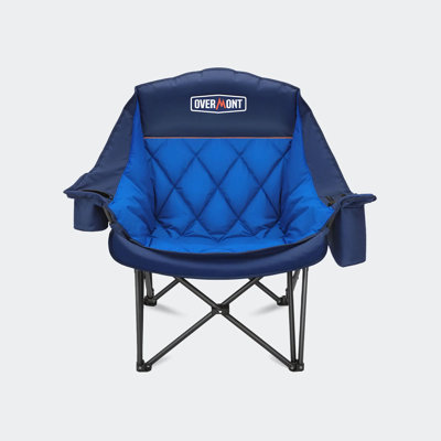 22"W Camping Armchair Chair - 400lbs Support Heavy-with Padded Comfort & Built-In Side Pocket for Outdoor Sports Blue