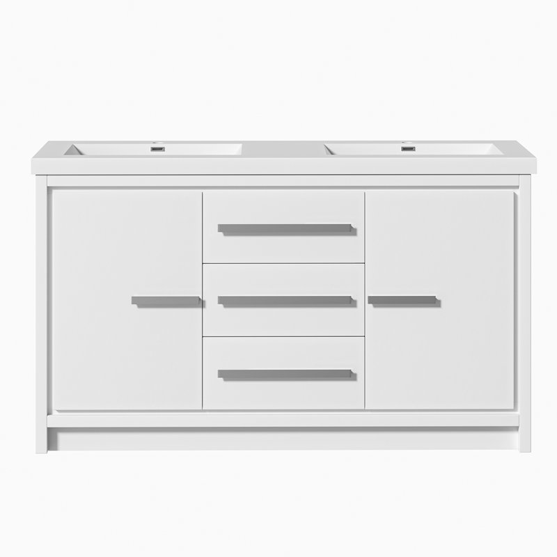 60'' Single Bathroom Vanity With Cultured Top, Pre-Assembled Bathroom Cabinet