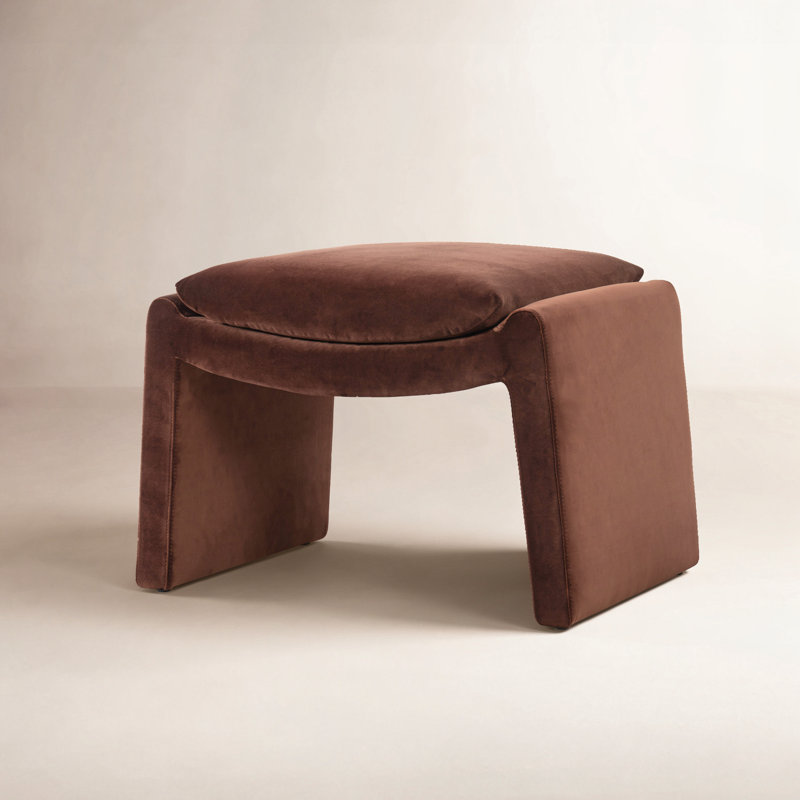 Upholstered Ottoman, Surrey Auburn Cotton Blend