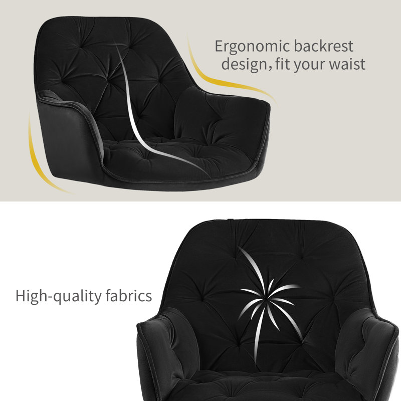 Modern Velvet/Linen Upholstered Dining Chair With Arm, Black Velvet