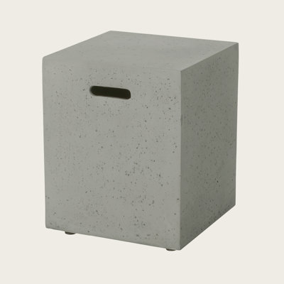 Modern Lightweight Concrete Tank Holder Side Table, 16.25" x 20.25", No Assembly