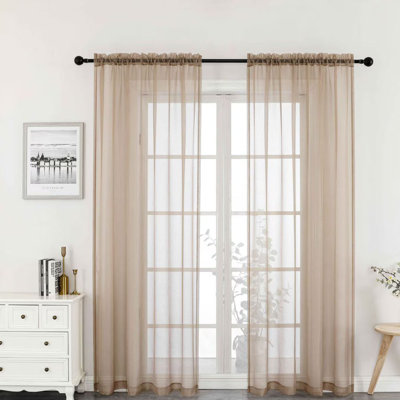 Woven Trends Crystal Sheer Voile 52"W X 84"L Solid Rod Pocket 2 Pack Panels, Antique