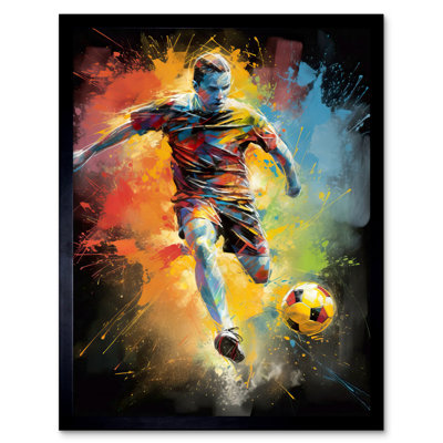 Footballer About To Kick The Ball Vibrant Portrait - Single Picture Frame Print