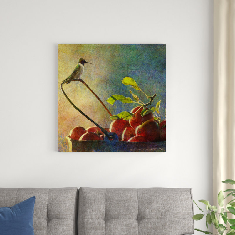 Pommes et colibri, H 30 po x l 30 po x P 1,25 po