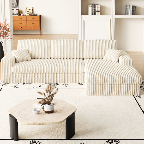 Latitude Run® 114.5' Corduroy 3 - Seat Modular With Recliner, L Shaped ...