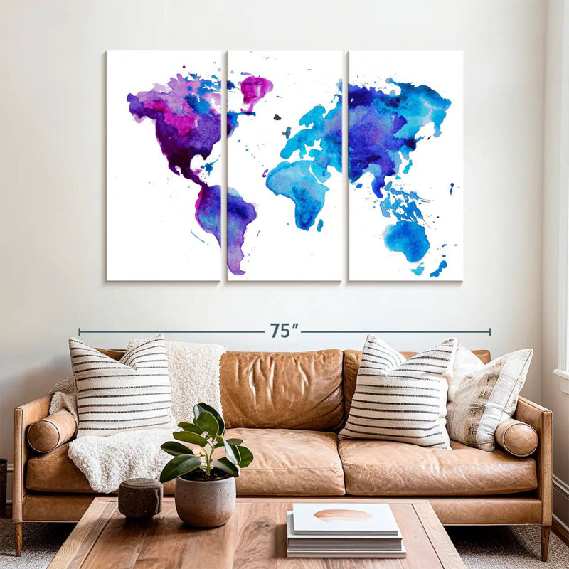 Carte du monde Aliaz Cool Hues, H 42 po x l 65 po